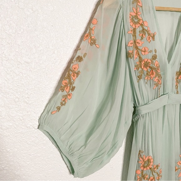 MISS JUNE PARIS SHEER SEA FOAM EMBELLISHED MAXI DRESS SIZE 2 - Picture 7 of 11